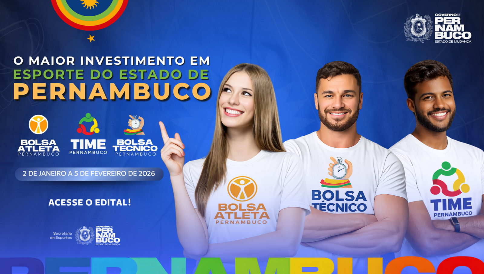 Pernambuco bate recorde e beneficia 1.546 atletas e treinadores com investimento de R$ 16 milhões no esporte