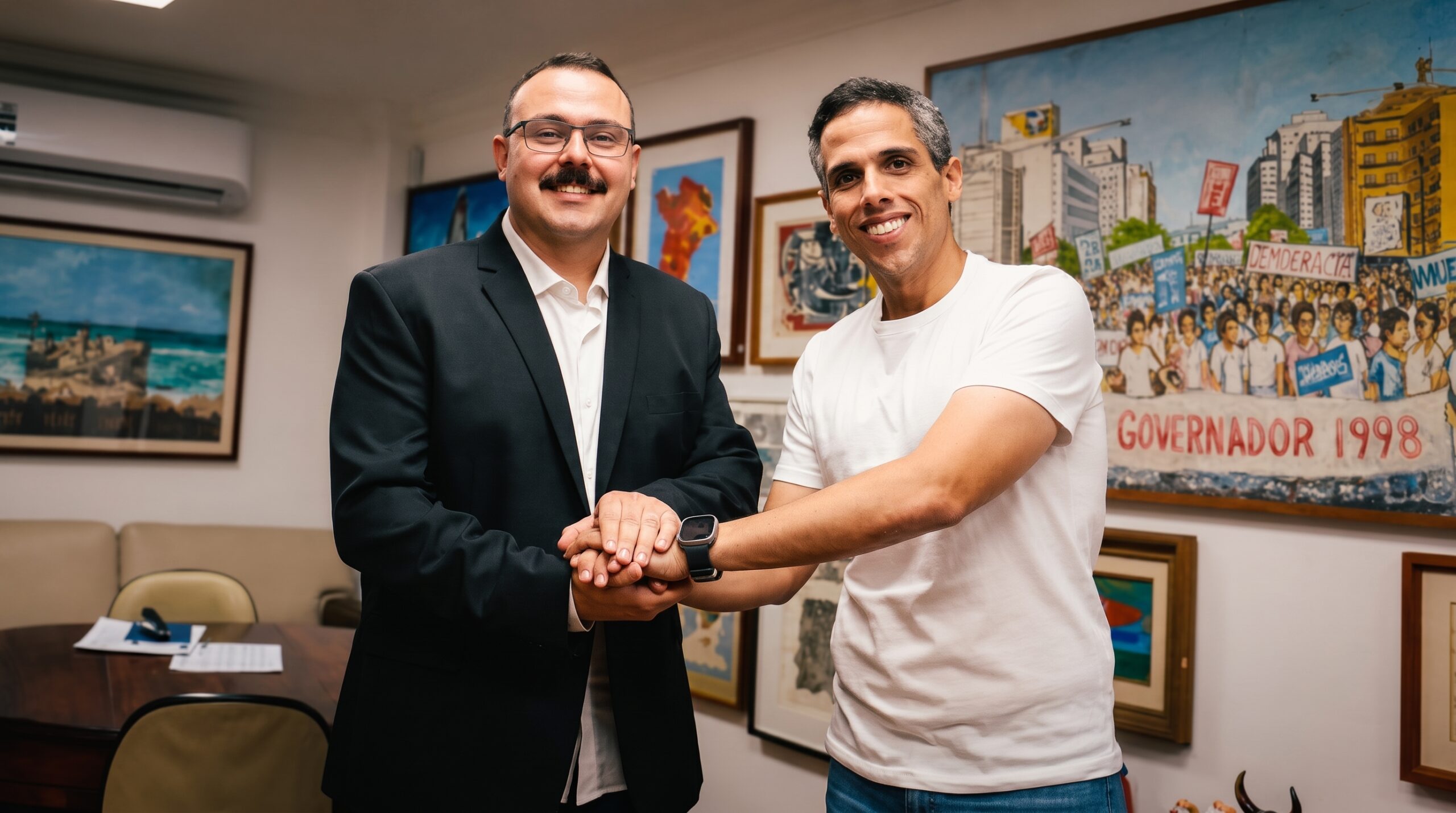 Aperto de mãos sela acordo político em gabinete