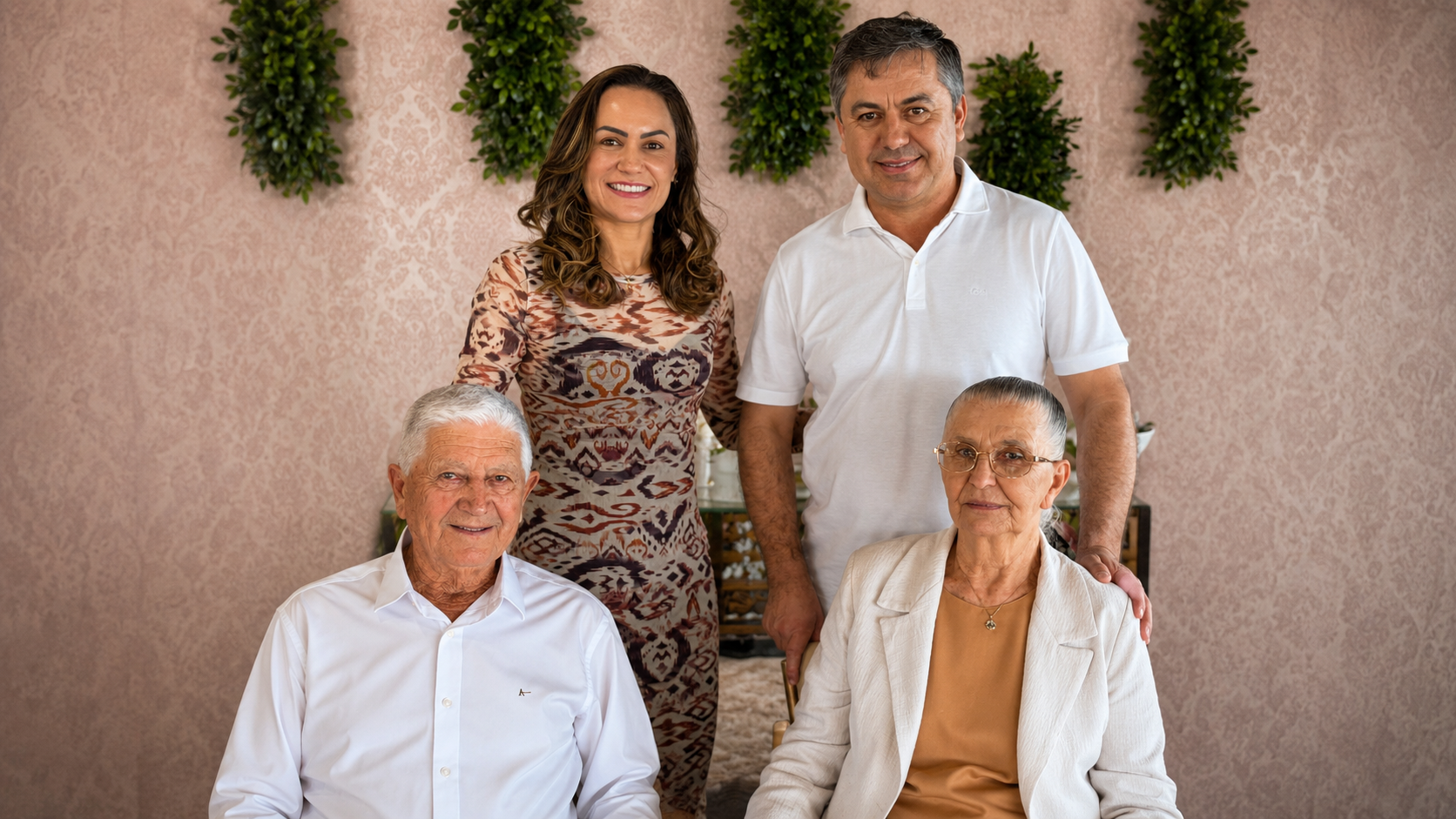 Marcos Patriota ao lado da esposa e de seus pais