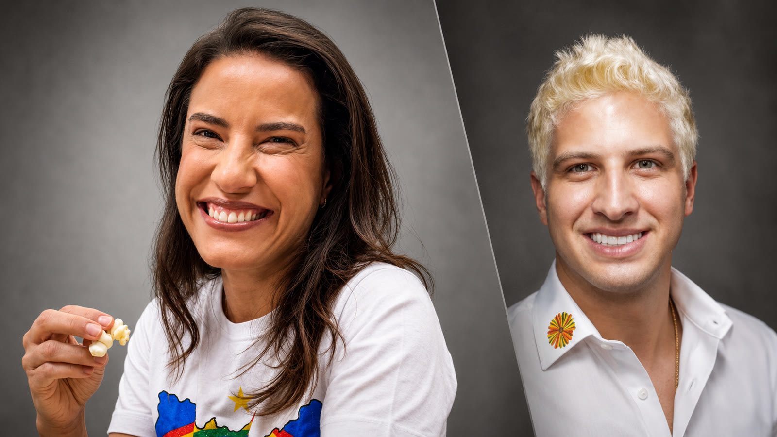 Montagem editorial mostra Raquel Lyra e João Campos lado a lado na disputa pelo Governo de Pernambuco