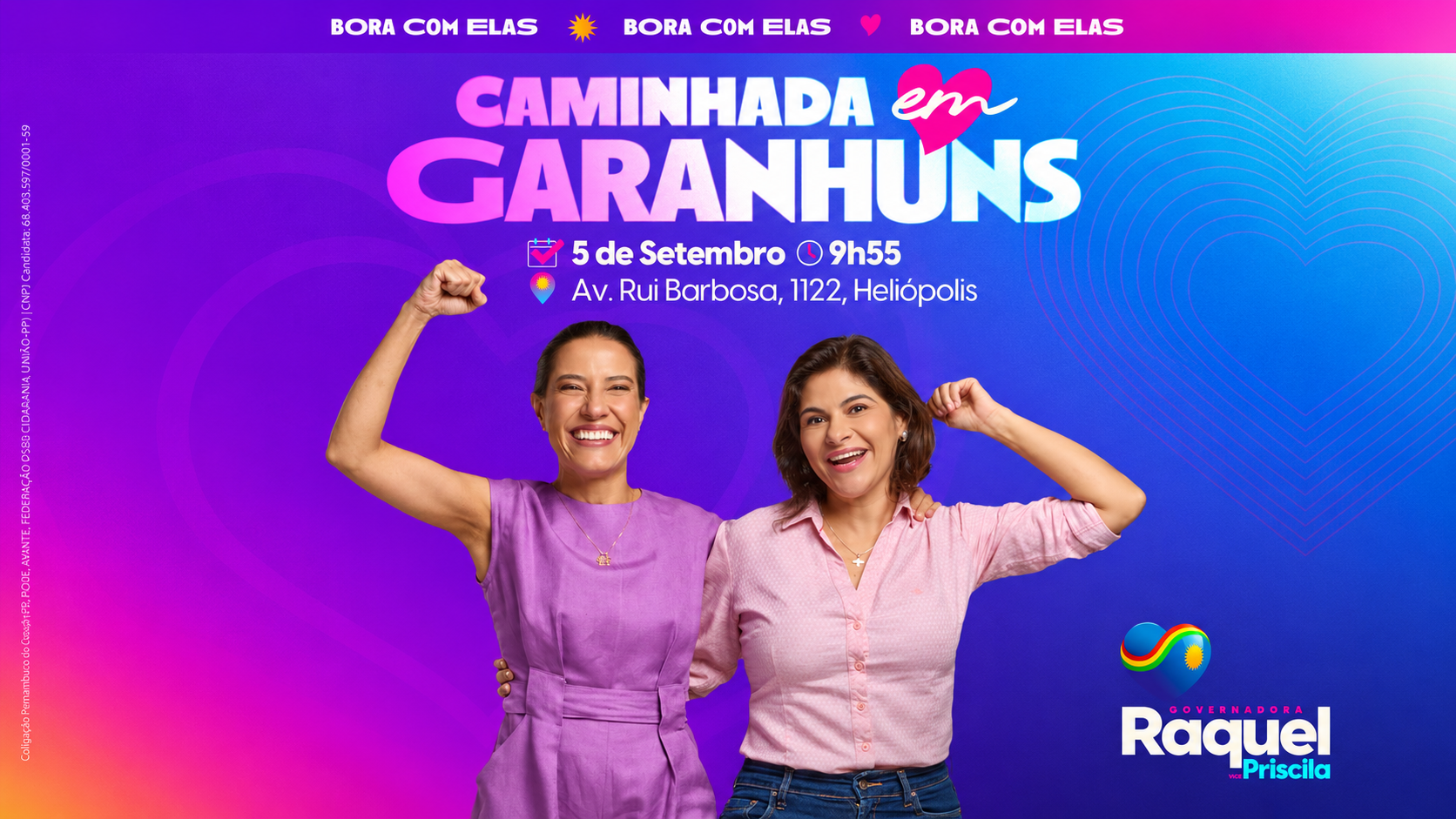 Raquel Lyra e Priscila Krause fazem caminhada neste sábado em Garanhuns